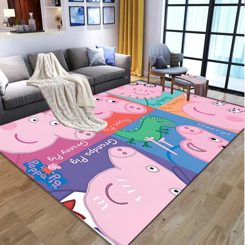 Peppa Pig Pattern Rug, Indoor/Outdoor Mat, for Picnic, Gameroom, Bedroom, Office, Living Room, Home Decor Carpet, Birthday Gift