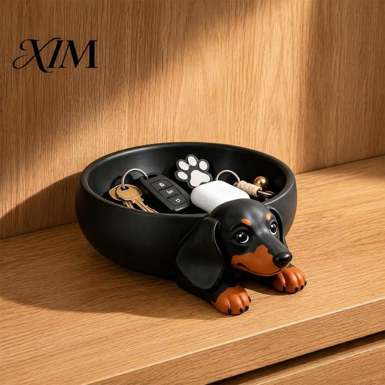 Schreibtisch-Schreibwaren-Aufbewahrung 3D-gedruckte Dackel-Schale, Harz-Hundeform-Schreibtisch-Organizer für Schlüssel, Schmuck, Organisation von kleinen Dekorationsgegenständen
