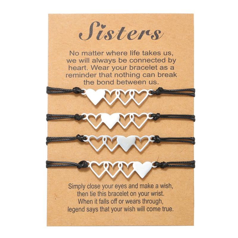 Adjustable Handmade Titanium Steel Heart Bracelets for Couples