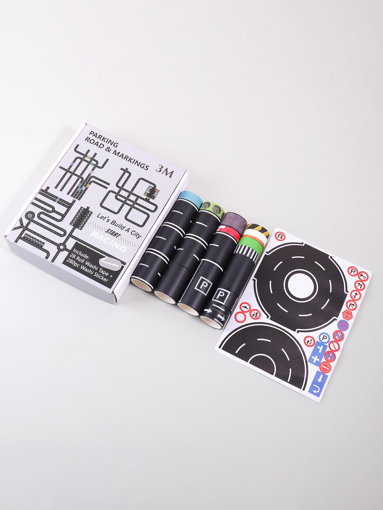 

Retro Washi Tape set – 28 Rolls black Road washi tape for Scrapbook,Journal, Arts Crafts Decorative,with 9pcs stickers game tape
