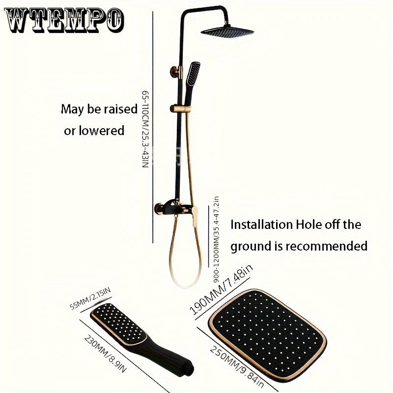 1 sistem de duș din cupru combo de înaltă presiune cu precipitații și duș portabil, set complet de baie cu funcție dublă, caldă și rece, cu spray superior reglabil