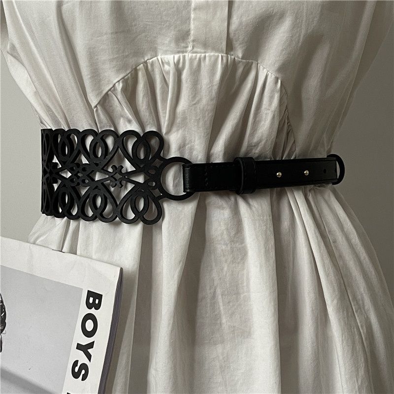 

Ремень женский декоративный поясной уплотнитель с платьем летний пояс хаки черный юбка аксессуары модный универсальный широкий пояс чёрный