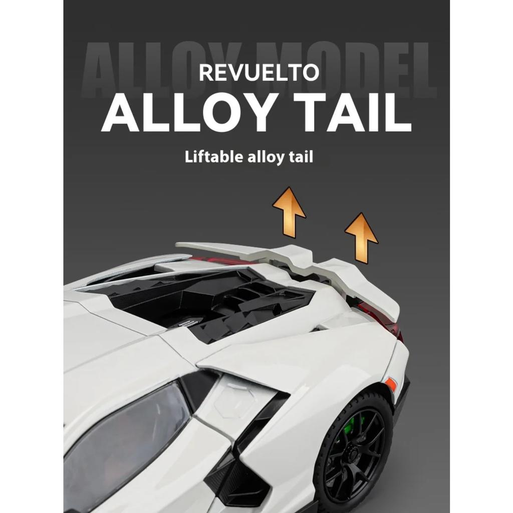 1/24 Lamborghini Revuelto Supercar Alloy Metal Diecast Car Model Sound & Light Collection Hobbies Decorative Trendy Ornament Boy