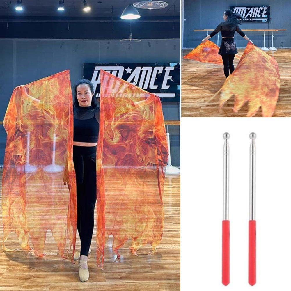 with Telescopic Sticks Belly Dance Accessories Props Multicolor Colorful Scarves Flag  Dance Party