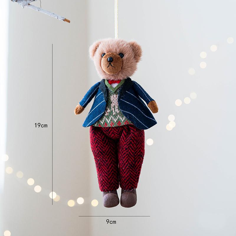 Send Girlfriend Couple Bear Plush Bear Creative Christmas Tree Decorative Pendant Simulation Foam Bird Red Scarf Hat Bird