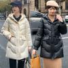 Glossy leave-in down cotton-padded jacket women's medium and long loose winter jacket cotton-padded jacket new trendy