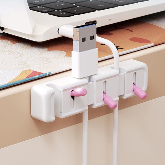 Toggle Switch Cable Holder Clip 3 Slots Self-adhesive Home Office Desk Phone Charging Data Cord Organizer Keeper Power Wire Management Clip