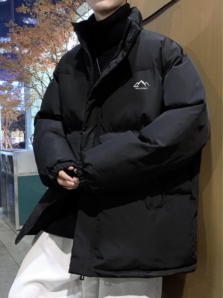 Men's Winter Oversized Cotton Puffer Jacket with Stand Collar - Trendy and Thickened for Couples