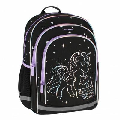 Starpak School Backpack Bag For A Girl Unicorn Holo Black Unicorn