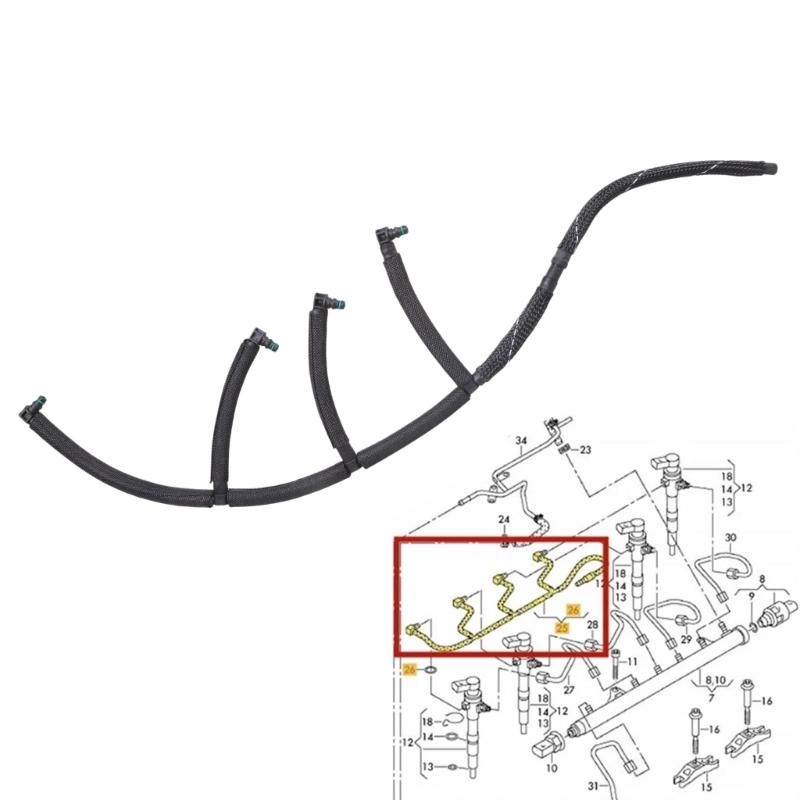 Fuel Overflow Hose 03L130235AF 03L130235P Fuel Return Line Injector Hose Leak Line Automotive Accessory
