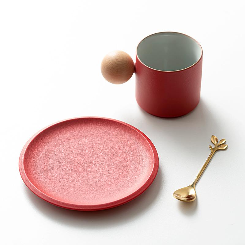 Ceramic coffee cup and saucer set mug black pottery gradient ceramic cups Nordic simple high-value cups