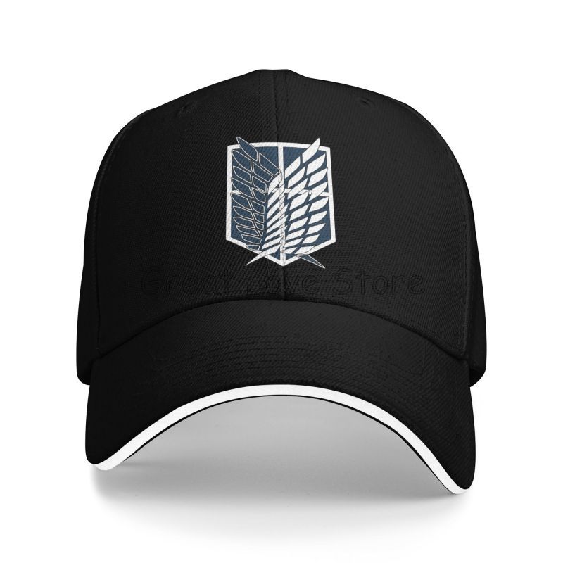 Attack On Titan Logo Print Sandwich Baseball Caps Wings of Freedom Mikasa Snapback Hats Daily Bucket Cap Unisex Adjustable Hat