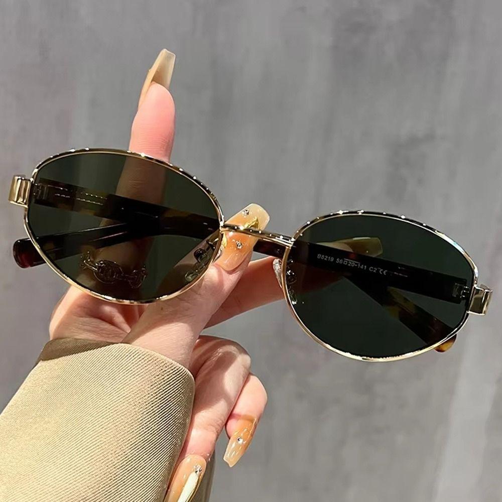 Retro Driving Shades Outdoor Sports Punk Style Eyewear Oval Frame Sunglasses  for Women & Men