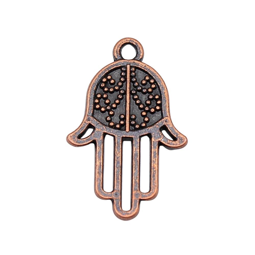 

10шт Хамса Чары Для рук Амулеты Античная медь Цвет Цинковый сплав 24X15mm
