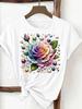 (Asian Size) trend flower cute Woman Women Fashion Tee Top Print Female Clothing Short Sleeve T Shirt Graphic T-shirts
