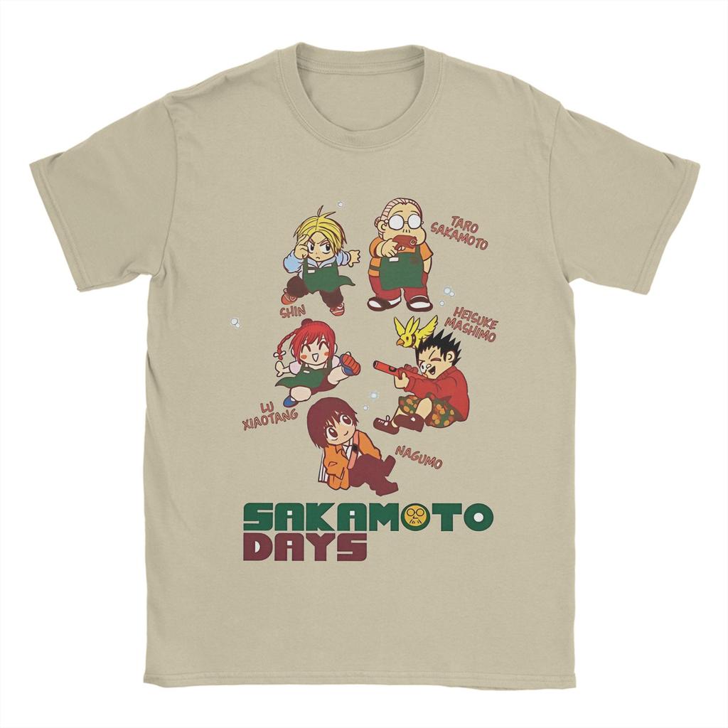 Kawaii Sakamoto Days T-Shirt Men 100%Cotton Short Sleeve Manga Anime Round Neck Summer Tops Shirts