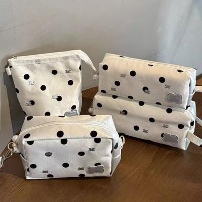 Polka Dot Print Polka Dot Storage Bag Multi-Size Large Capacity Cosmetic Bag Multifunctional Stationery Organizer Students