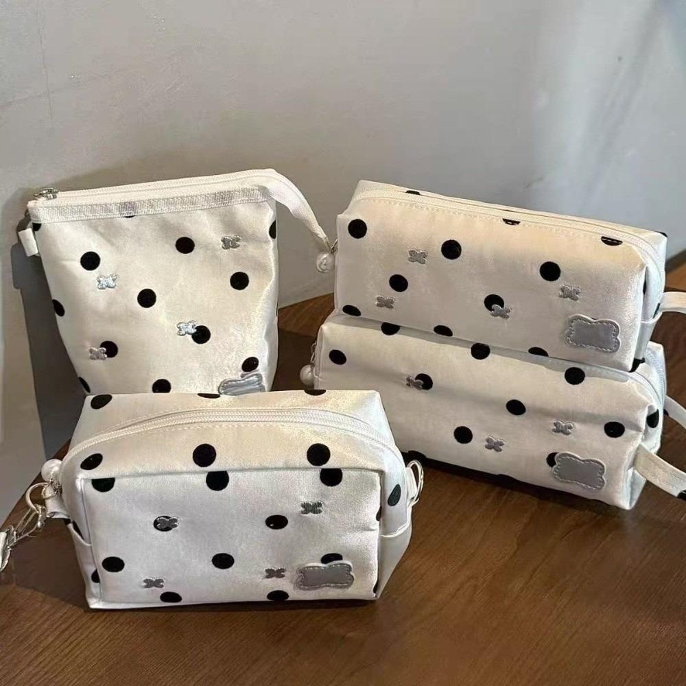 Large Capacity Makeup Bag Polka Dot Print Pencil Case Korean Style Jewelry Pouch  Gift