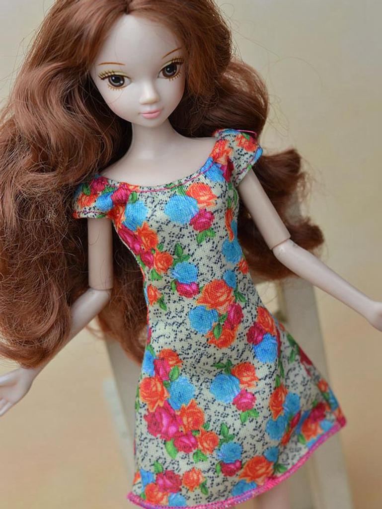 Schulterfreie Puppenkleidung für Barbie-Puppenhaus, Blumen-Partykleid, Kleider, Vestidos für Barbie-Puppenhaus, Zubehör, Kinderspielzeug, Geschenk