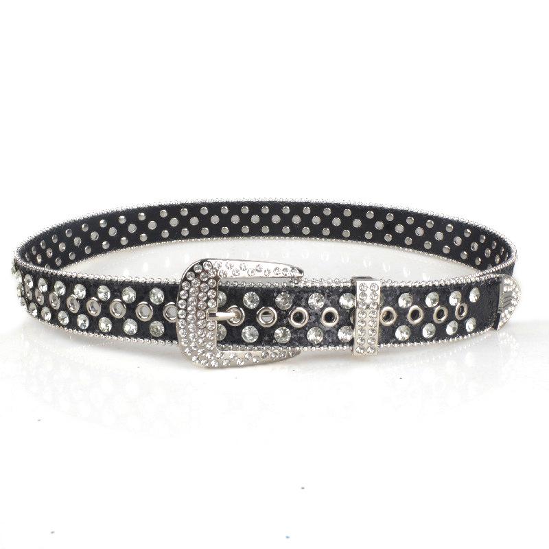 Women's Rhinestone Crystal Belt: Sparkling Diamond Leather Accessory