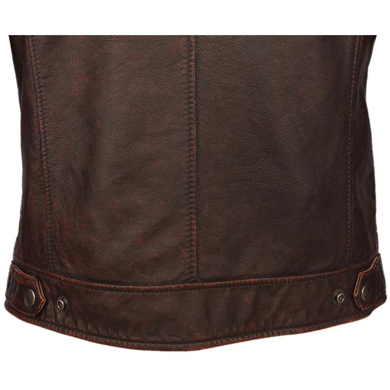 Čínská velikost Vintage pánská kožená bunda Pánský kožený kabát Hovězí kůže Pravá kůže Bundy Podzim Pánský kabát