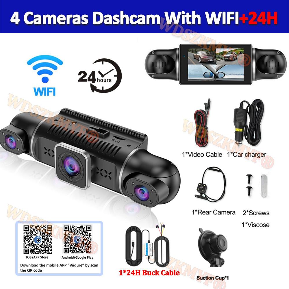 NEW 4lENS WIFI APP Control 1080P Car DVR 360 Degrees Video Recorder Dash Cam 24h Parking monitor Night Vision Rear View camera