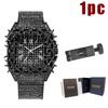 Y2k Watch For Men Fashion Luxury Gold Square Diamond Full Sky Star Male Clock Watches New Skeleton Flower Quartz Wristwatch