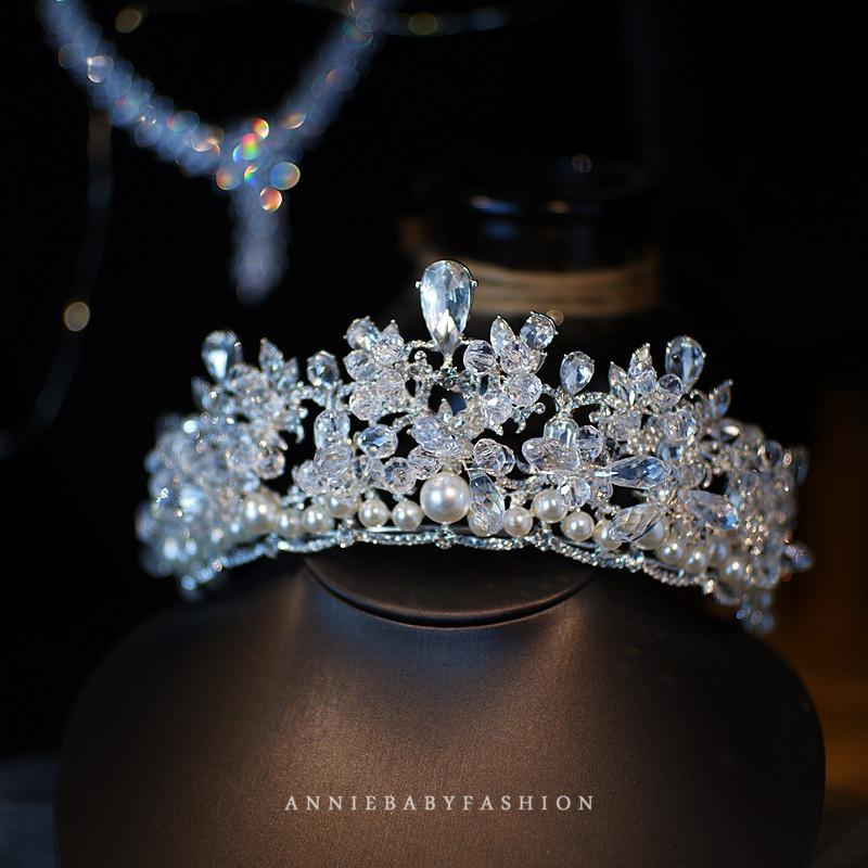 

Барочная хрустальная корона, головной убор для принцесс, высококлассный и элегантный, легкая роскошь. Платье на день рождения Свадебное платье Корона на день рождения для девочек