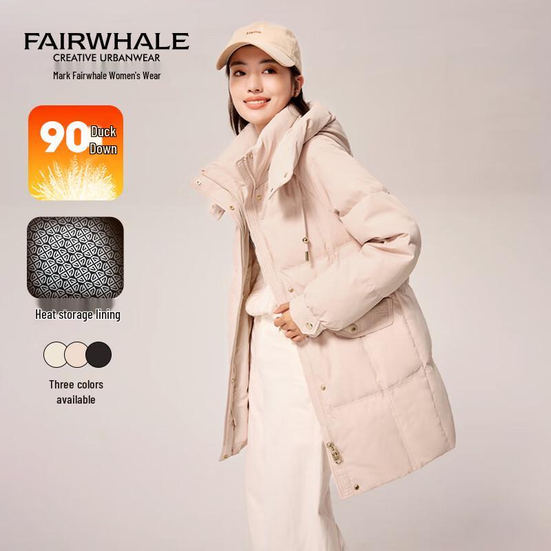 

Mark Fairwhale Women s 2025 Winter Long Down Jacket with Detachable Hood S