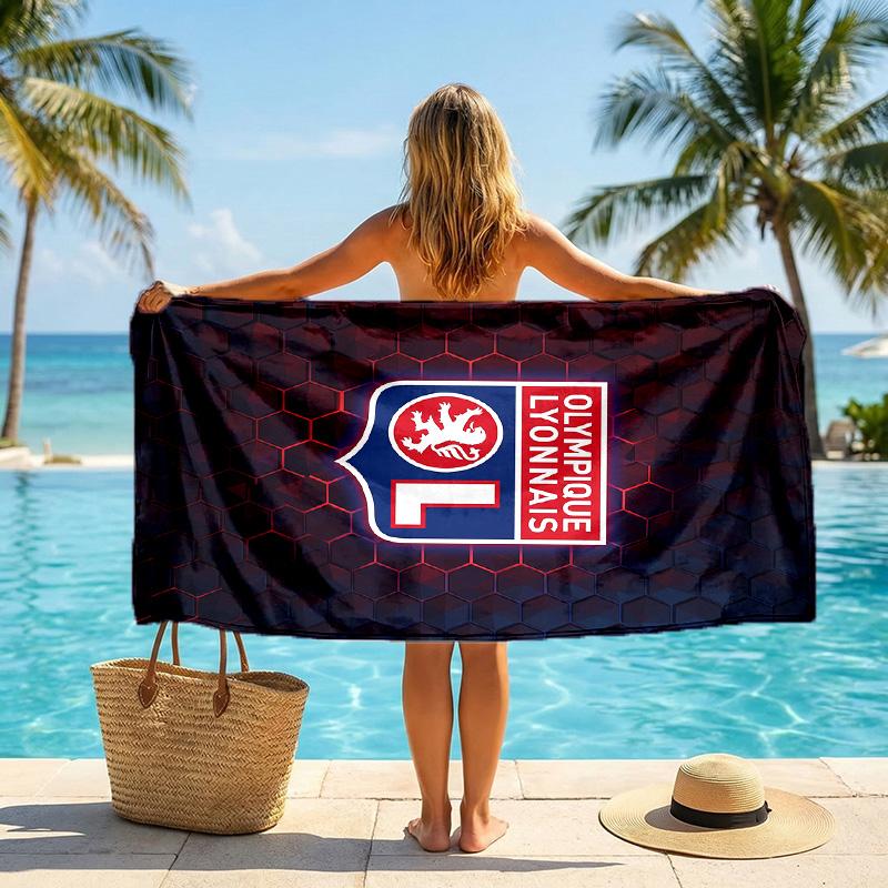 Lyon FC Print Quick Dry Beach Towel Microfiber Absorbent Portable Travel Swimming Towel