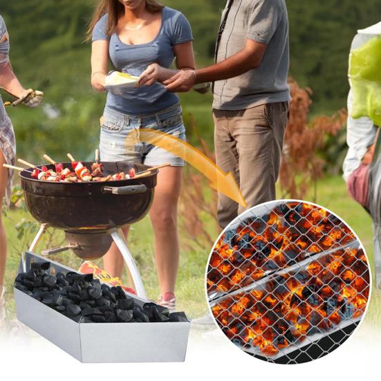 Charcoal Basket for Grilling Stainless Steel Slow Roasting Grill Basket Heat-Resistant BBQ Kettle Grill Accessory for Outdoor Cooking Camping