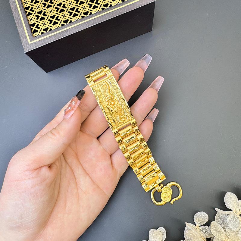 Double Dragon Playing with Pearls Bracelet Domineering Men's Retro Chinese Style Watch Chain Bracelet