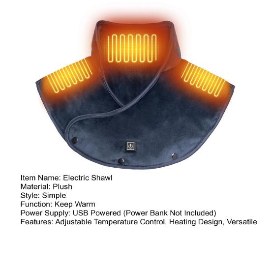 Electric Shawl USB Heating Wrap with 3-Speed Temperature Control Ultimate Comfort Portable Convenient Neck Warmer