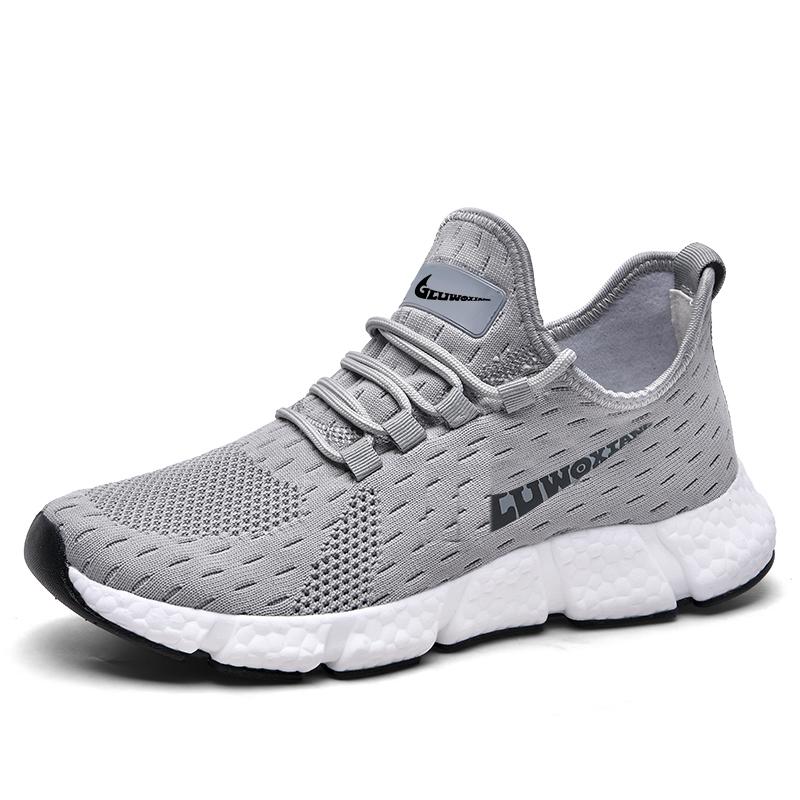 

Мужские высококачественные дышащие кроссовки Мужская обувь Легкая подошва из попкорна с амортизацией Повседневные большого размера кроссовки для бега кеды 38 серый