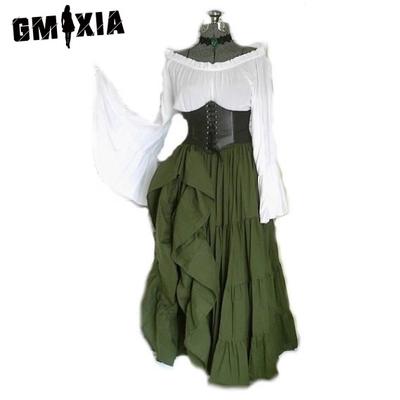 Moda donna primavera autunno tinta unita stampa manica lunga monospalla vita alta abiti casual