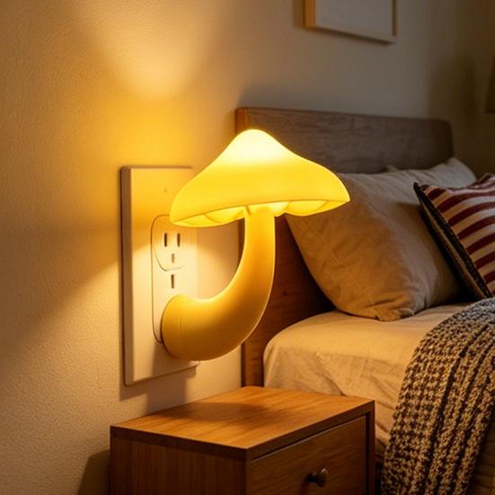 Nachtlampje Paddestoelvorm LED Nachtlampje Stekkeradapter Zacht Warm Licht Decoratieve Verlichting voor Kinderkamer Slaapkamer