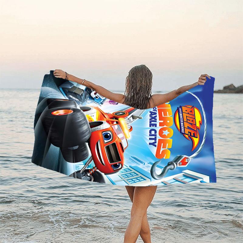 1pc Blaze and the Monster Machines Beach Towel, Beach and Seaside Swimming Pool Equipment, Fashion Pattern, Rectangular, Travel Essentials