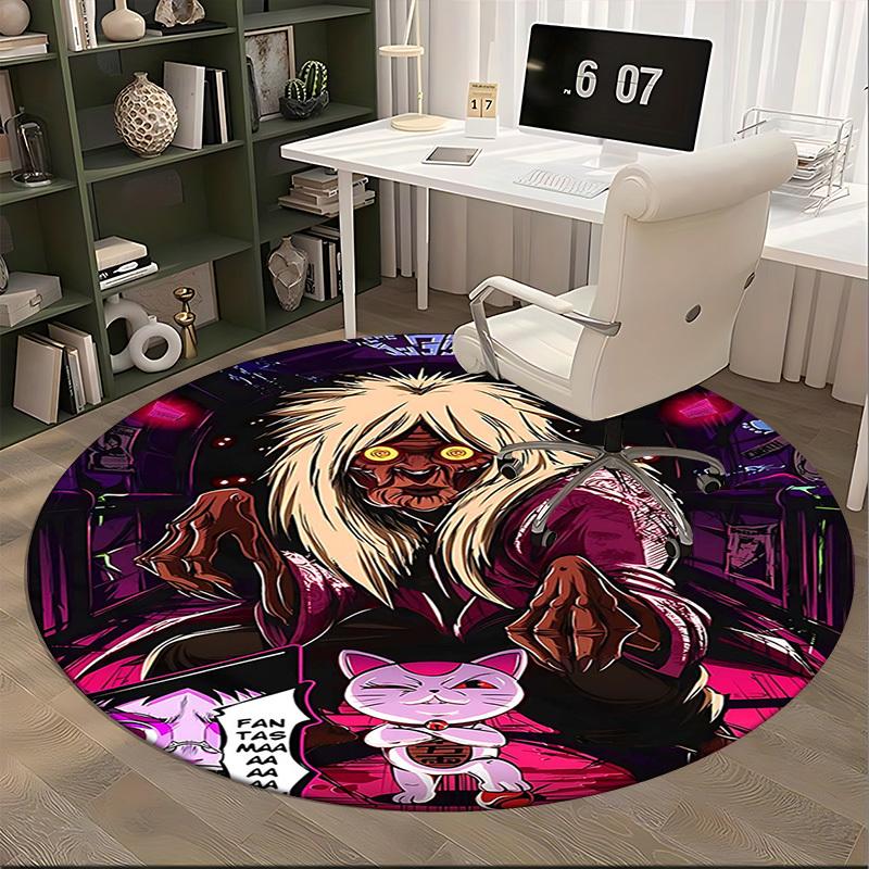 1pc Anime Demon with Cat Round Carpet - Fantasy Design Office Chair Mat