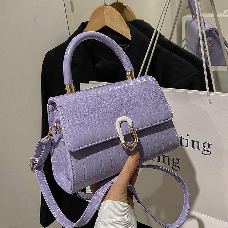 Summer Messenger Bag Niche Portable Small Square Bag Kelly Bag Versatile Fashion Single Shoulder Crocodile Pattern Baguette Bag Women