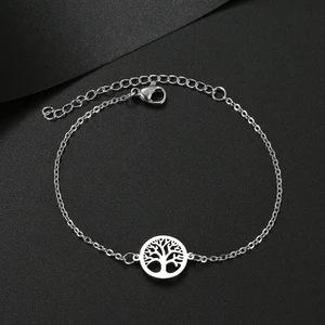 YEHHY Children's Tree Pendant Charm Bracelet 18K Gold Plated Trendy Box Chain Fashion Stainless Steel Jewelry