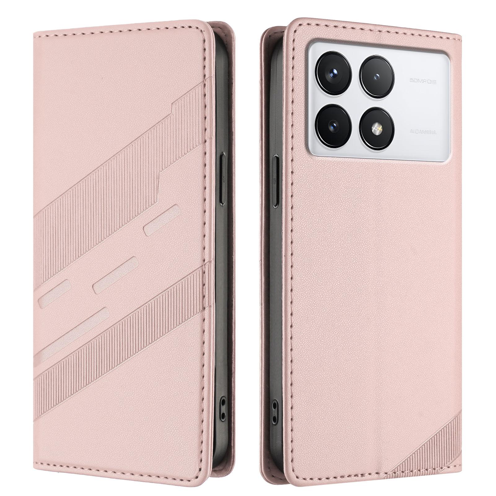 

For Xiaomi 14T Phone Cases Punk Style Imprinted Wallet Stand Leather Cover Pink