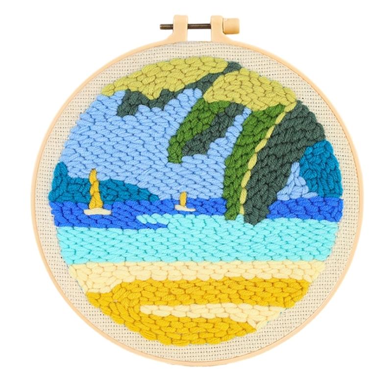 

Punch Needle Craft Set for Adults Kids Linen Fabric Handmade Home Decoration Stress Relief Creative Hobbies Project