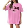 Women Casual Short Sleeve T Shirt Letter Print Loose Fit Crew Neck Cotton Blend Lightweight Tee Top for Everyday Wear