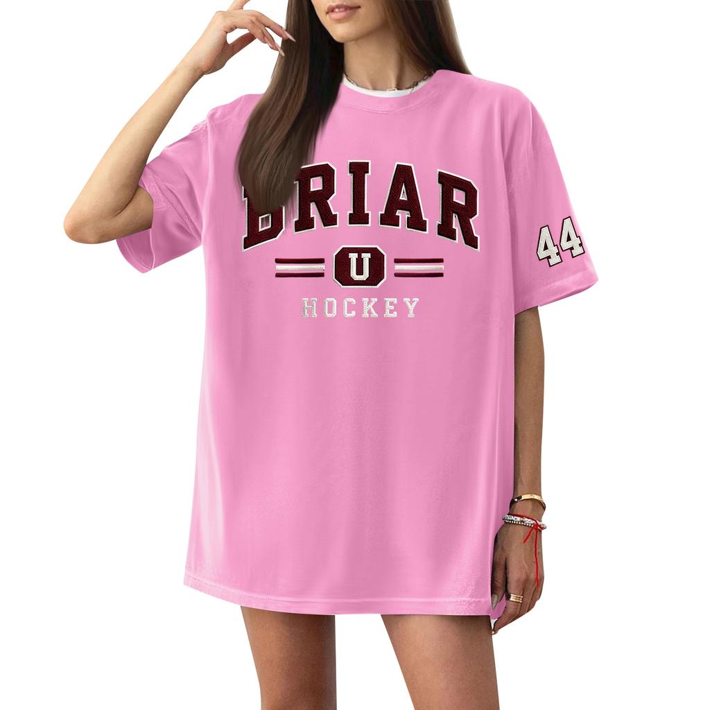 Women Casual Short Sleeve T Shirt Letter Print Loose Fit Crew Neck Cotton Blend Lightweight Tee Top for Everyday Wear