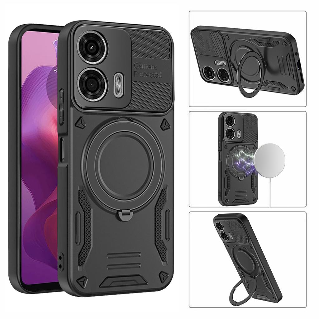 Magnetic Case For Motorola Moto G04 4G / G24 4G Shockproof TPU + PC Phone Back Cover with Kickstand