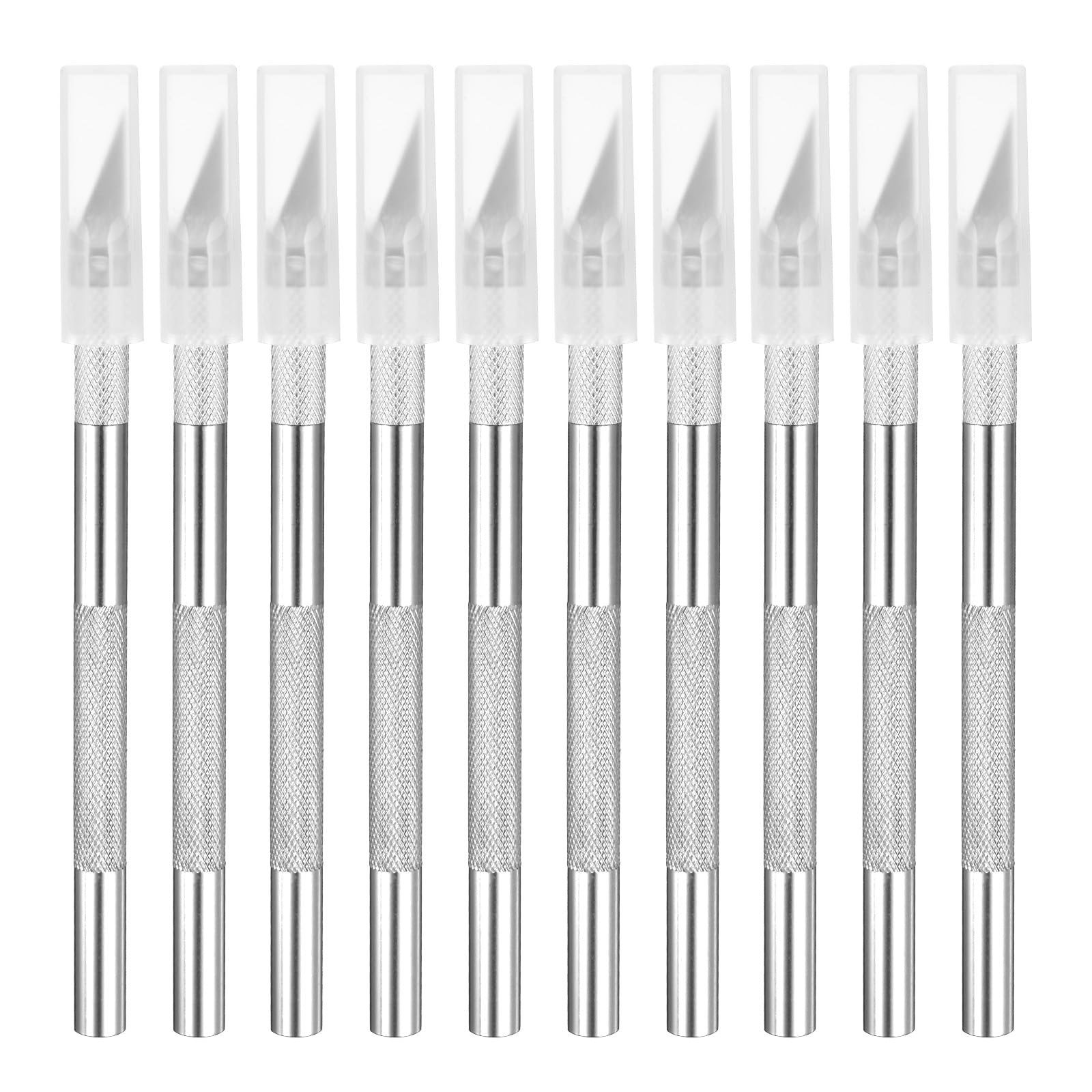 

uxcell 10Pcs Precision Art Craft Hobby Knife Precision Utility Knife Set for Carving Craft Scrapbooking Stencil Paper Wood Plastic Models Silver
