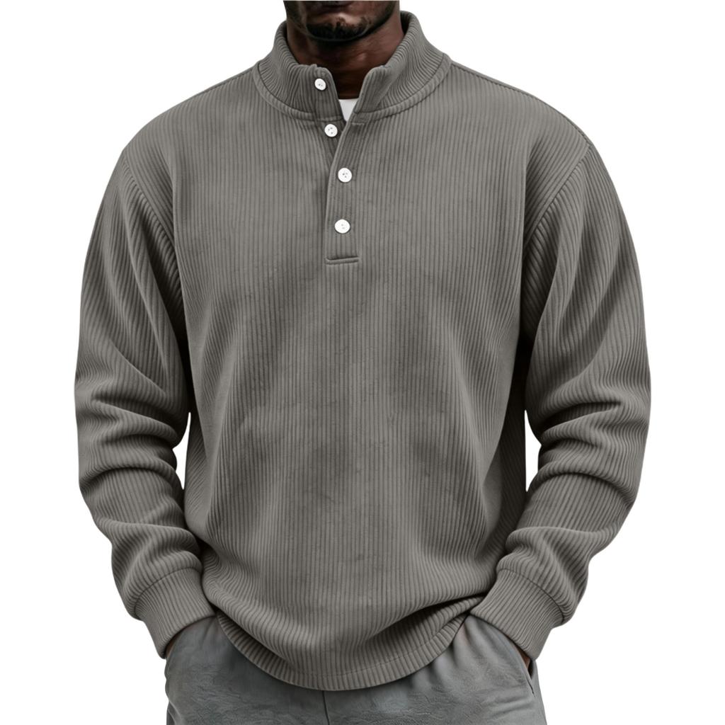 Men's Vintage Corduroy Casual Shirt with Stand Collar