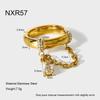 New Arrival Luxury Jewelry 18K Gold Plated Waterproof Stainless Steel Tassel Clear Cubic Zircon Stacking Finger Ring for Women