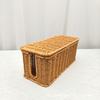 Scatola Gestione Cavi in Rattan Intrecciato a Mano Grande Capacità Rustico da Fattoria Cavo Caricabatterie TV Computer Router Hub USB Cesto Organizer