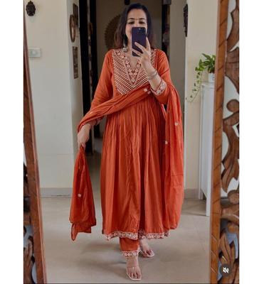 Ensemble Salwar Kameez Anarkali en Coton pour Femme Vêtement de Fête Bollywood Designer Haut Tunique Kurti
